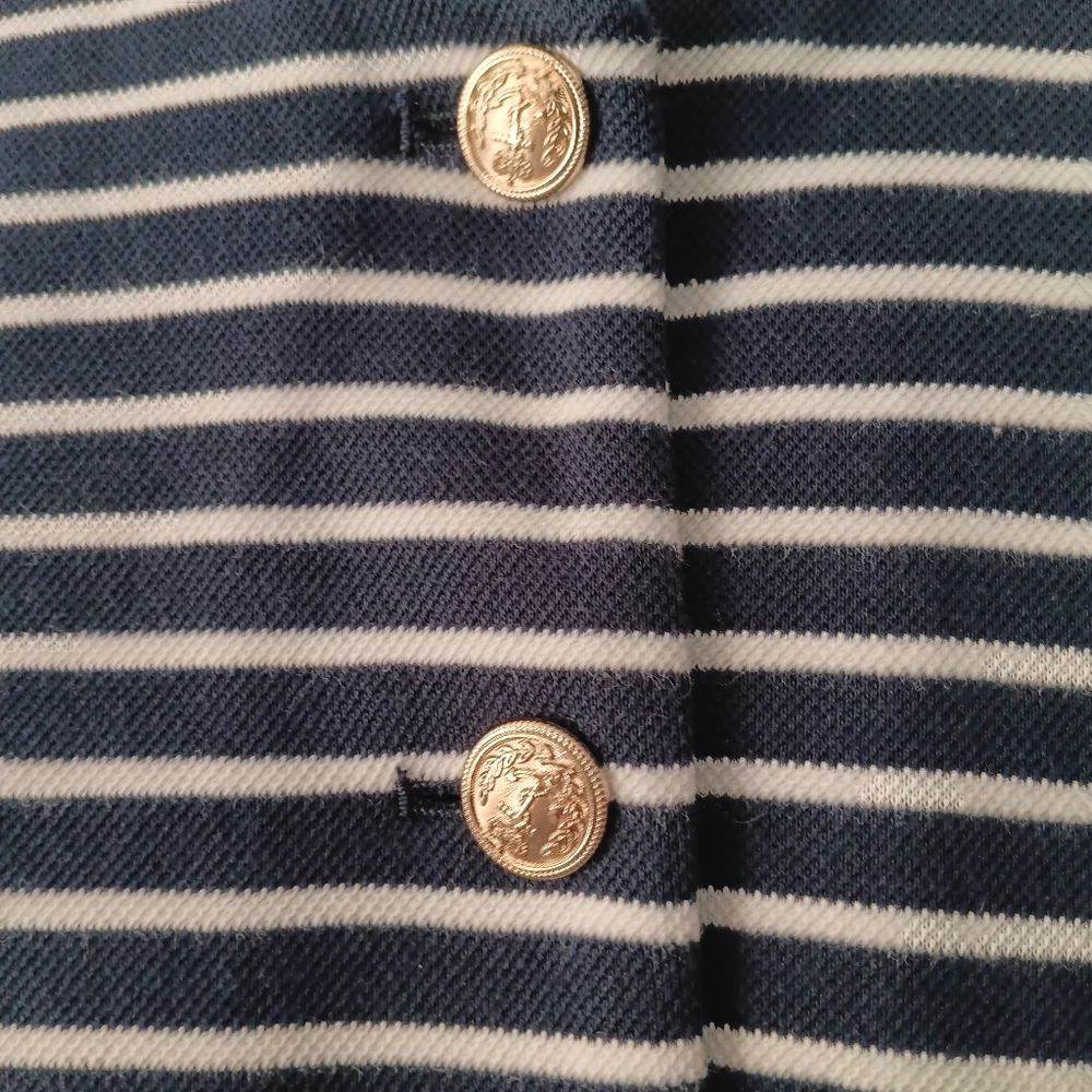 Entro Blue & White Striped Button Vest Top S - Picture 3 of 6